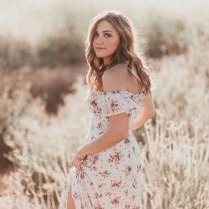 beautiful long off the shoulder dress